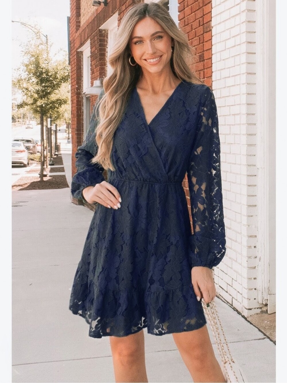 Here Comes The Sun Black Lace Long-Sleeve Dress NWT